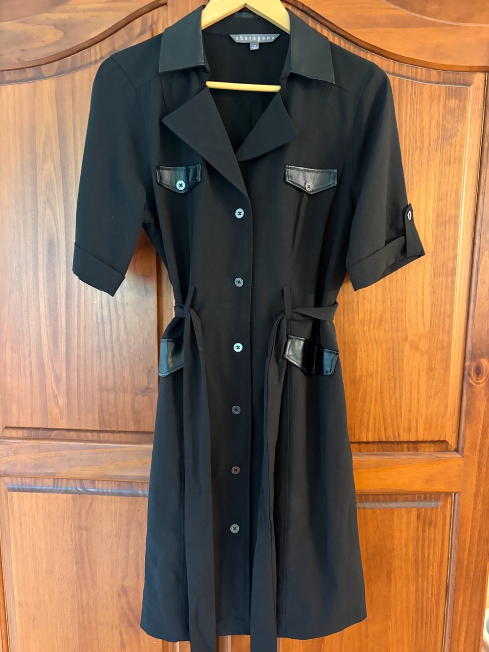 Sharagano Black Utility Shirt Dress Size 10